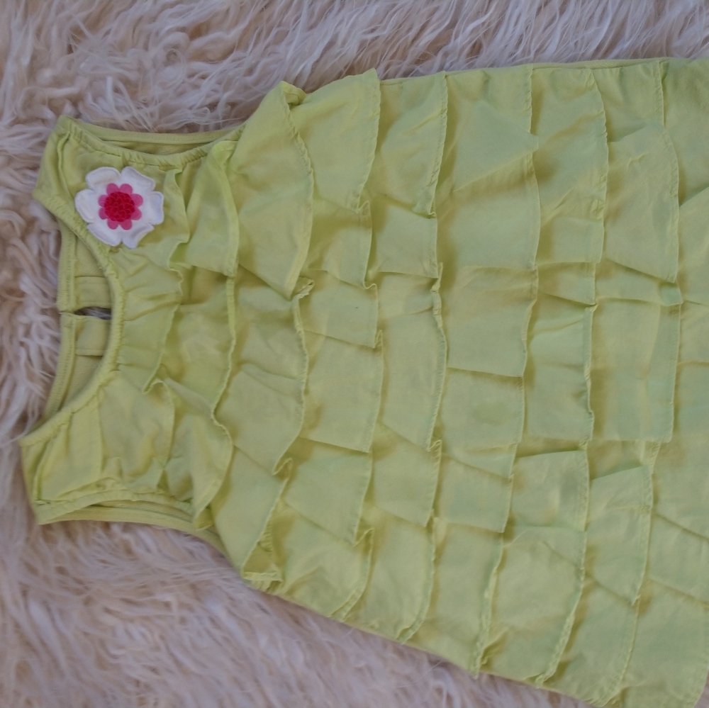 Lime green frill front tank top